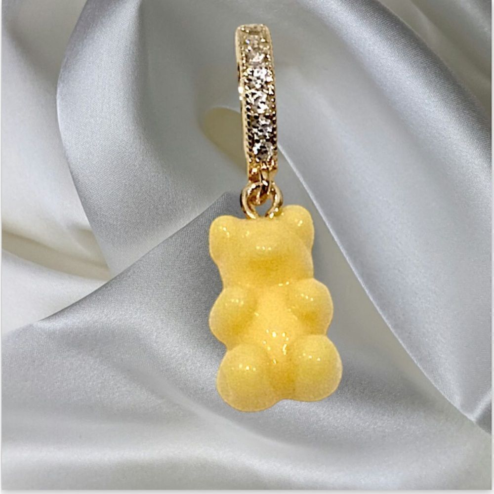 NOSTALGIC GUMMY BEAR CHARM PENDANT CUBIC ZIRCON 18K GOLD PLATED